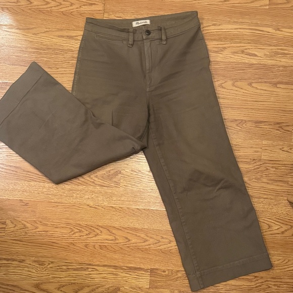 Madewell Emmet Wide Leg Crop Green Pants Size 28 - Picture 3 of 6